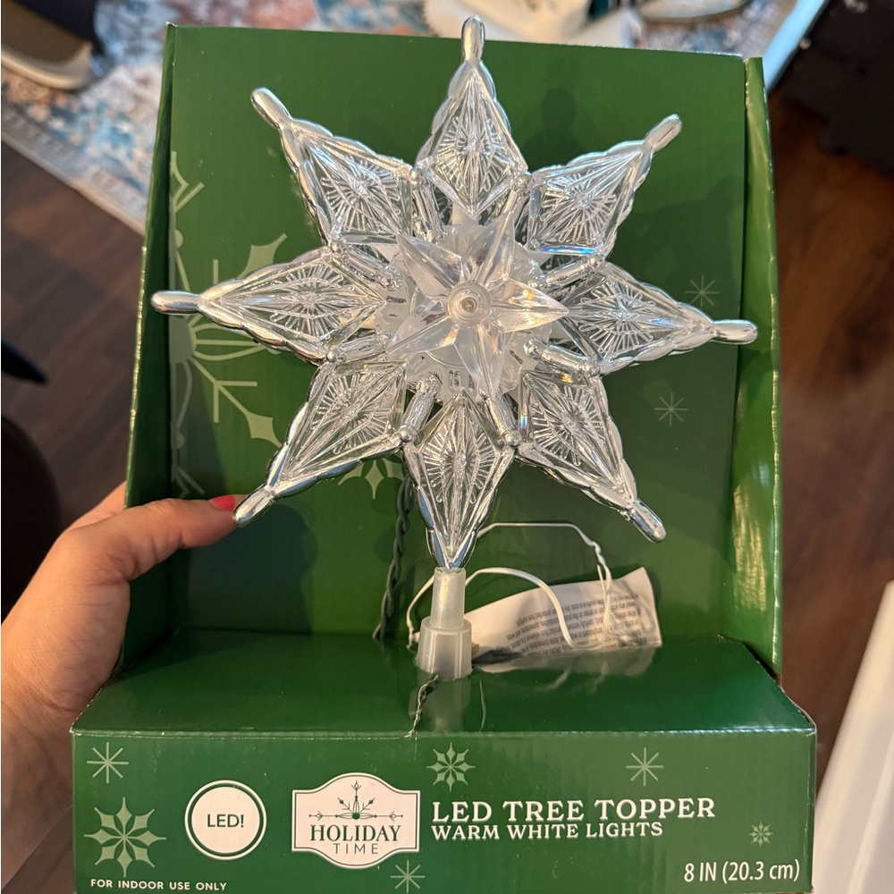 Holiday Time Silver LED Star Tree Topper